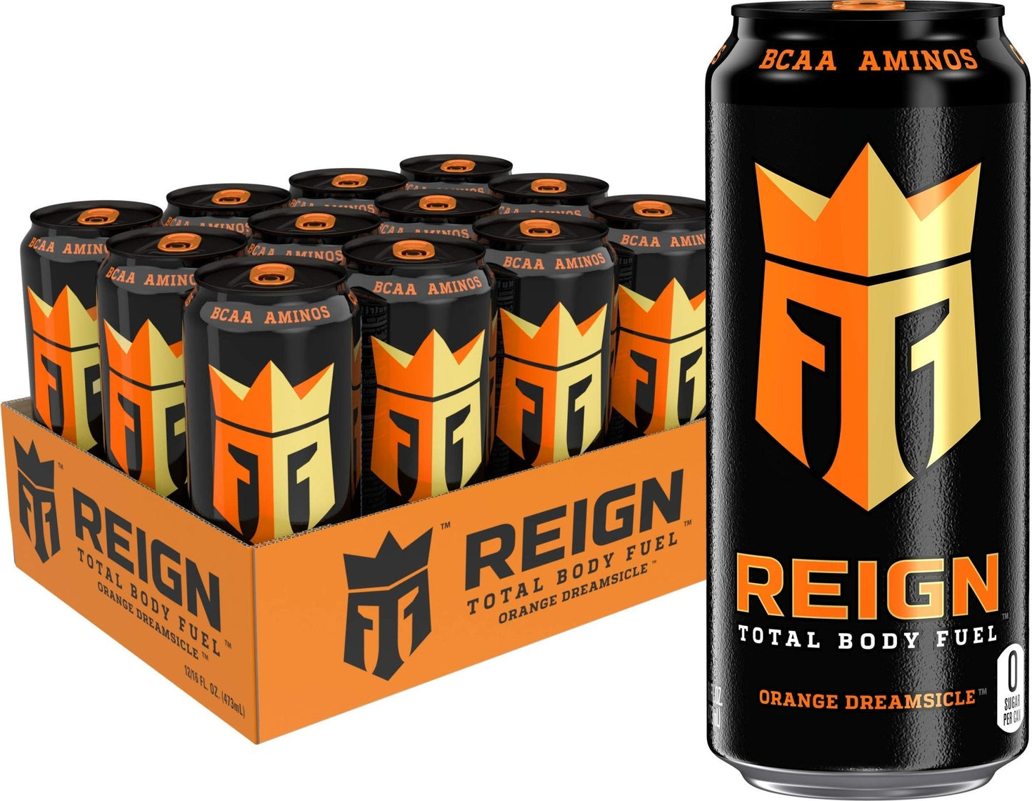 Reign Total Body Fuel, Orange Dreamsicle, Fitness & Performance Drink, 16 Fl Oz (Pack of 12) - Maple Wellness Supplements