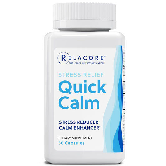 Relacore Quick Calm Mood Support Supplement with Ashwagandha, L-Theanine, Rapid Stress Relief and Relaxation – Cortisol Supplement - 60 ct - Maple Wellness Supplements