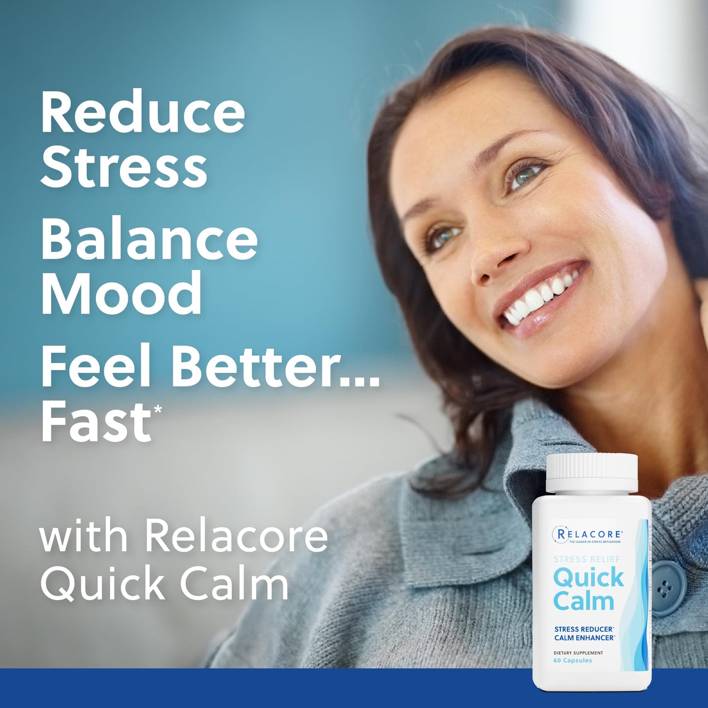 Relacore Quick Calm Mood Support Supplement with Ashwagandha, L-Theanine, Rapid Stress Relief and Relaxation – Cortisol Supplement - 60 ct - Maple Wellness Supplements