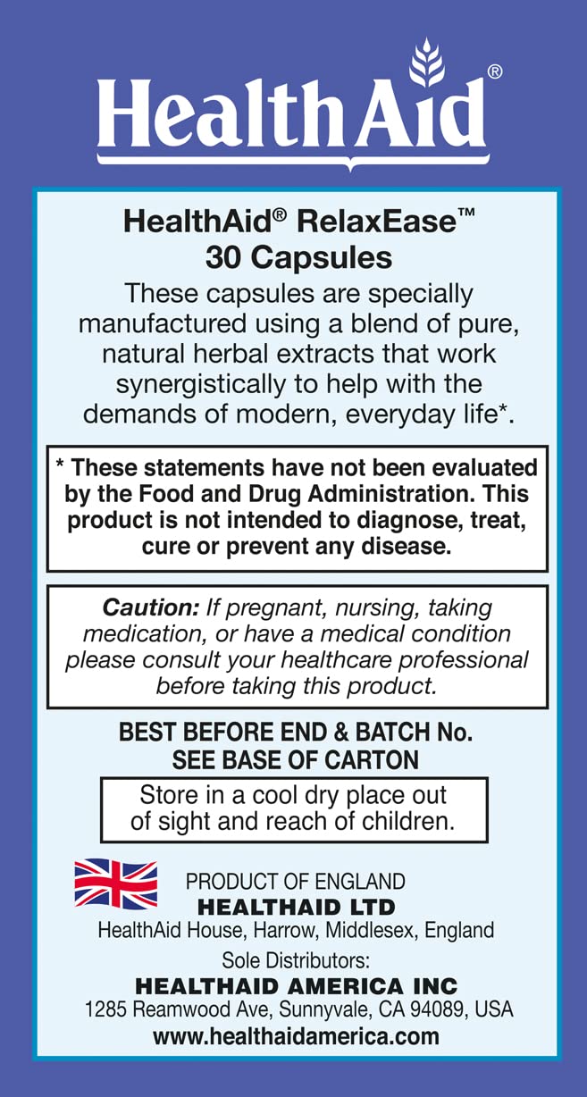 RelaxEase, Herbal Blend to Support Harmony and Tranquility, Once Daily, 30 ct, Helps Promote Health and Relaxation - Maple Wellness Supplements