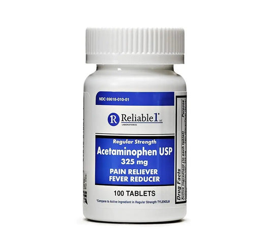 Reliable 1 Regular Strength Acetaminophen USP Tablets 325 mg, 100 Count - Maple Wellness Supplements