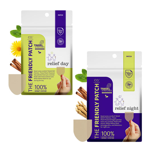 Relief Day & Night Patch Bundle - Arnica, White Willow Bark, Melatonin, Ashwagandha, Saffron & Peppermint for Soreness, Discomfort & Sleep Support for Women and Men - 16 Plant-Powered Patches - Maple Wellness Supplements