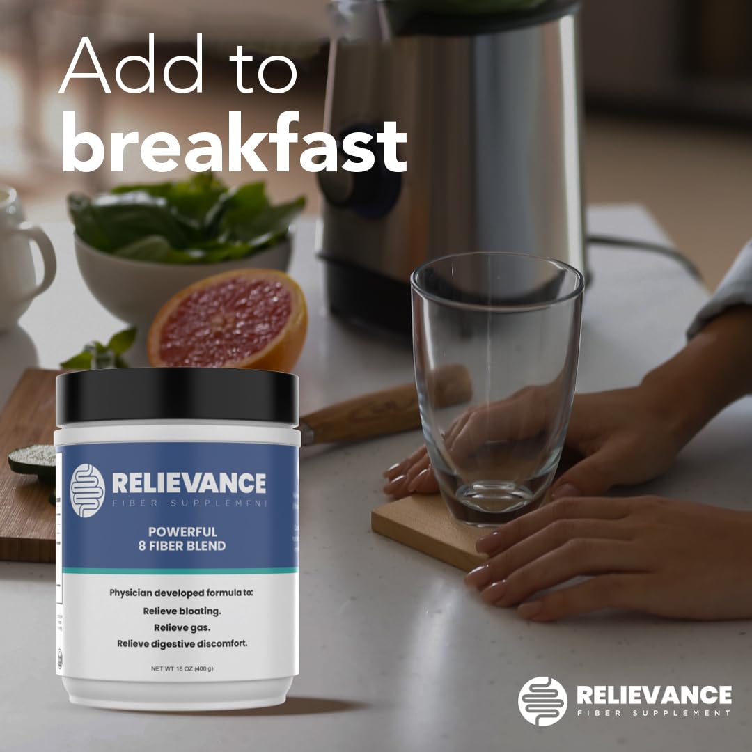 Relievance Fiber Supplement Two-Pack, Clean Formula - Bloating & Gas Relief Fiber Supplement – 8-Fiber Blend for Digestive Health, Doctor Developed, - Maple Wellness Supplements