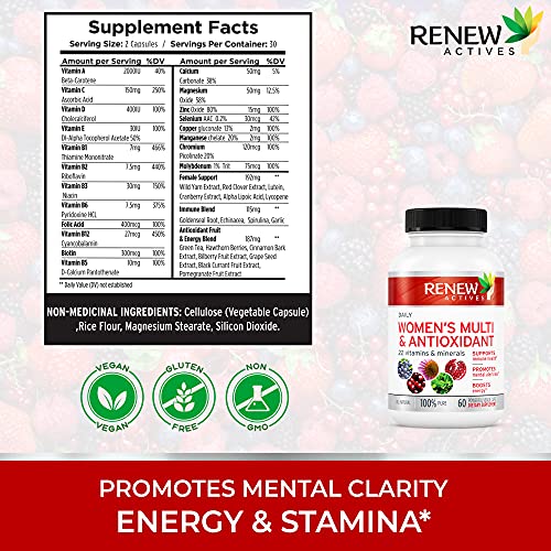 Renew Actives Women's Multi-Vitamin & Antioxidant: Daily Health Supplement for Woman - Maple Wellness Supplements