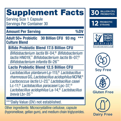 Renew Life Probiotic Adult 50 Plus Probiotic Capsules, Daily Supplement Supports Urinary - Maple Wellness Supplements