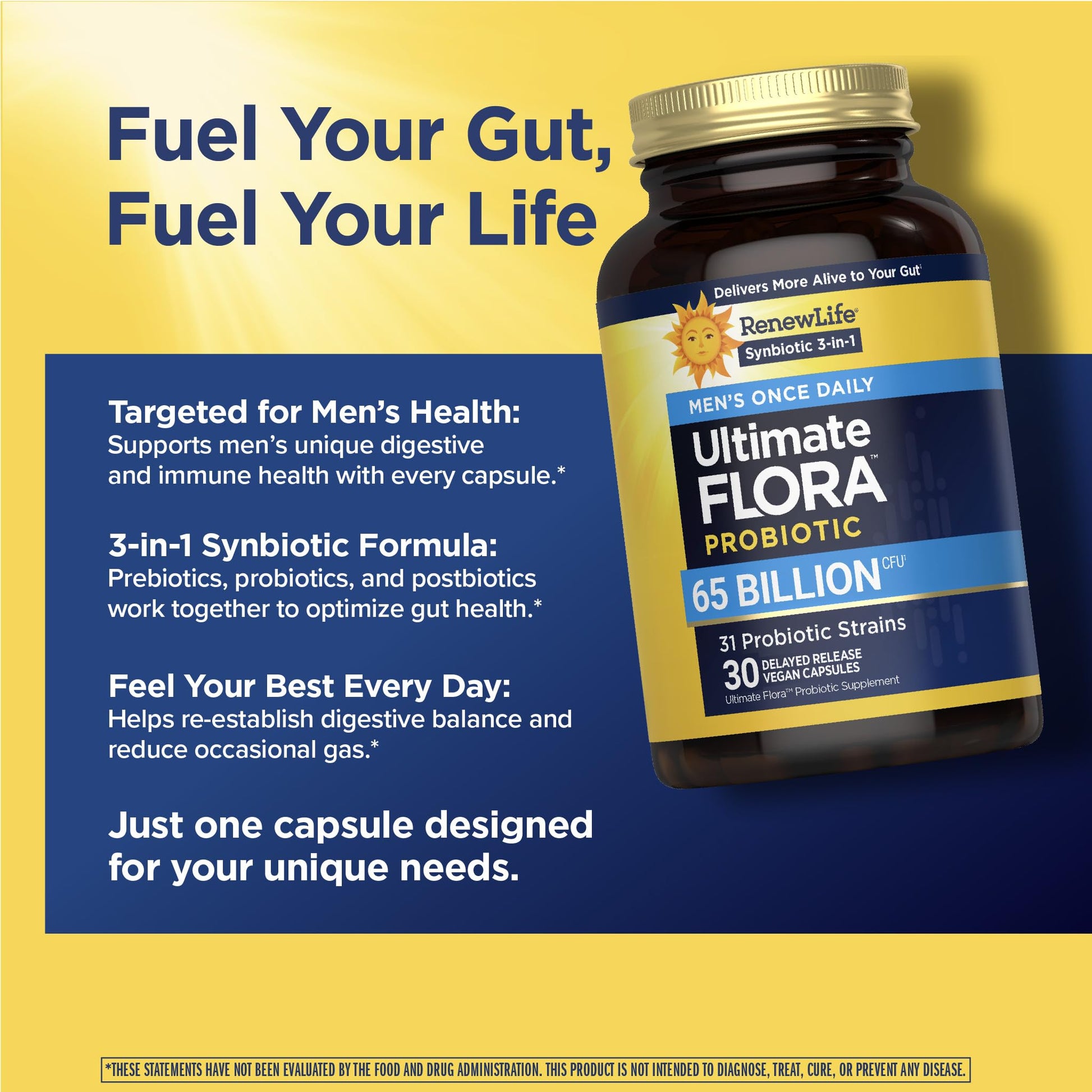 Renew Life Ultimate Flora Probiotics for Men 65 Billion CFU Delayed Release Vegan Capsules | Digestive Health | Immune Health | Dairy Free | 30 Count - Maple Wellness Supplements