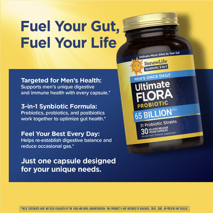 Renew Life Ultimate Flora Probiotics for Men 65 Billion CFU Delayed Release Vegan Capsules | Digestive Health | Immune Health | Dairy Free | 30 Count - Maple Wellness Supplements
