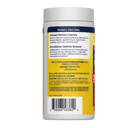 Renew Life Ultimate Flora Probiotics for Women with Prebiotics | 25 Billion CFU | 30 Delayed Release Capsules | 3 in 1 Synbiotic | Supports Digestive and Immune Health | Dairy, Soy and Gluten-Free - Maple Wellness Supplements