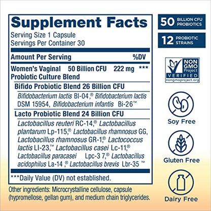 Renew Life Women's Probiotic Capsules, 50 Billion CFU Guaranteed, Supports pH Balance - Maple Wellness Supplements