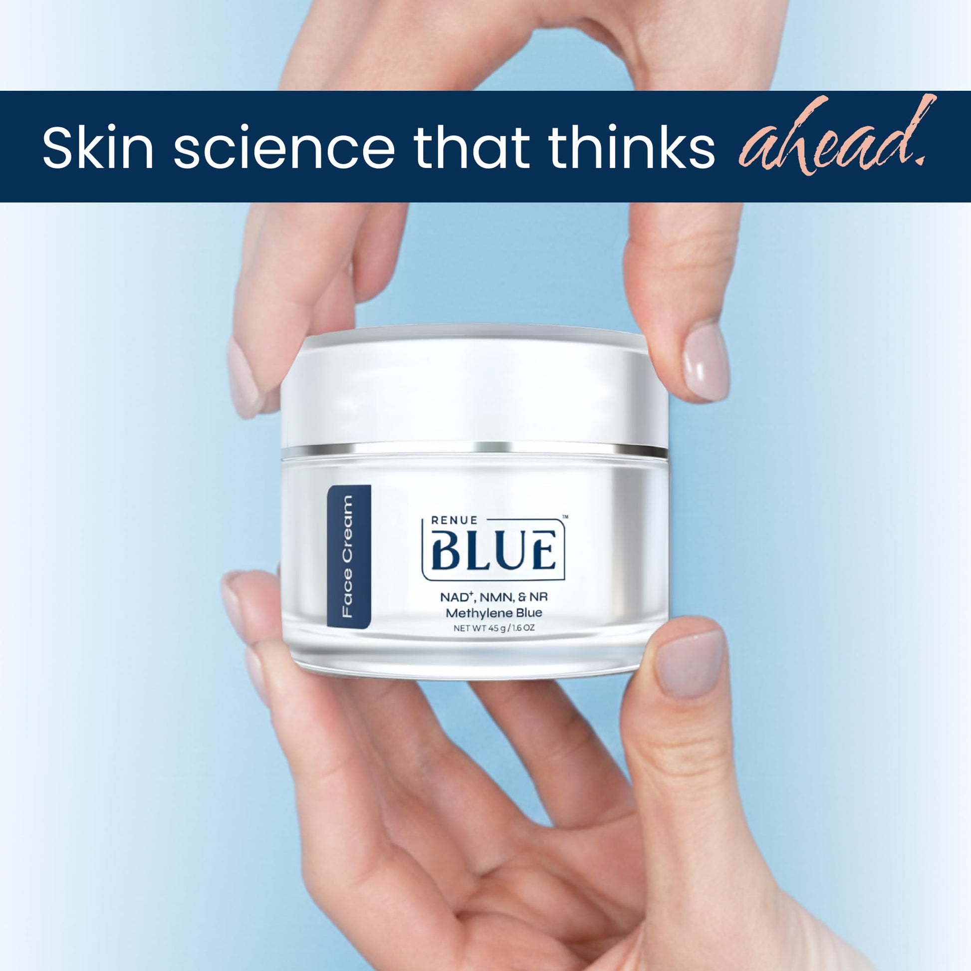 Renue Blue Methylene Blue Face Cream - Liposomal NAD+ Complex and Nutrients for Skin Rejuvenation, Deep Hydration, and Anti-Aging Support - Maple Wellness Supplements