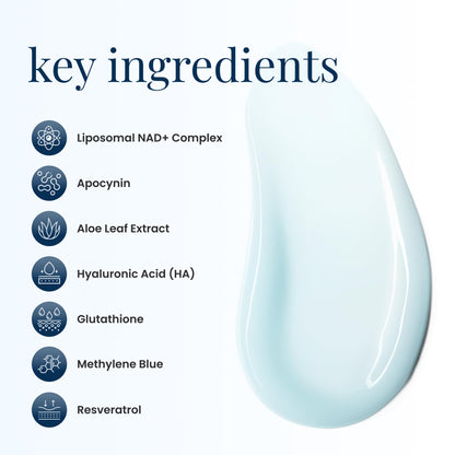 Renue Blue Methylene Blue Face Cream - Liposomal NAD+ Complex and Nutrients for Skin Rejuvenation, Deep Hydration, and Anti-Aging Support - Maple Wellness Supplements