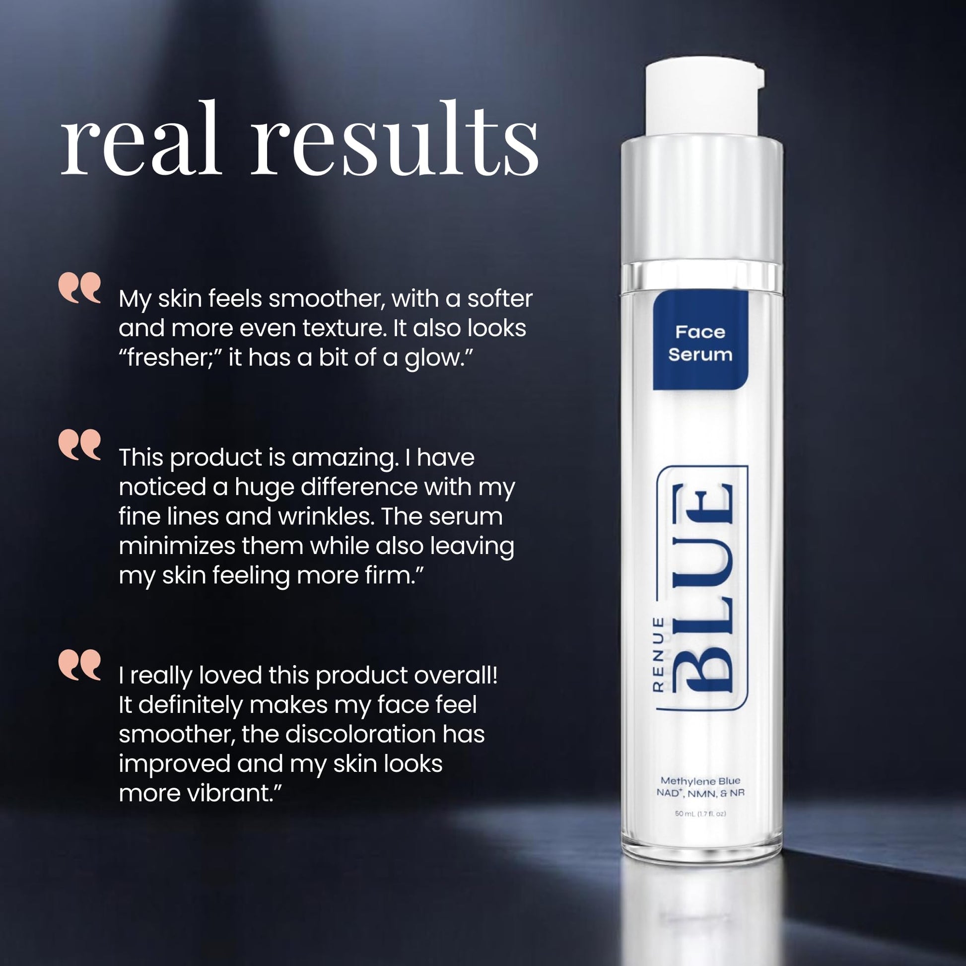 Renue Blue Methylene Blue Face Serum - Liposomal NAD+ Complex and Nutrients for Skin Rejuvenation, Deep Hydration, and Anti-Aging Support - Maple Wellness Supplements