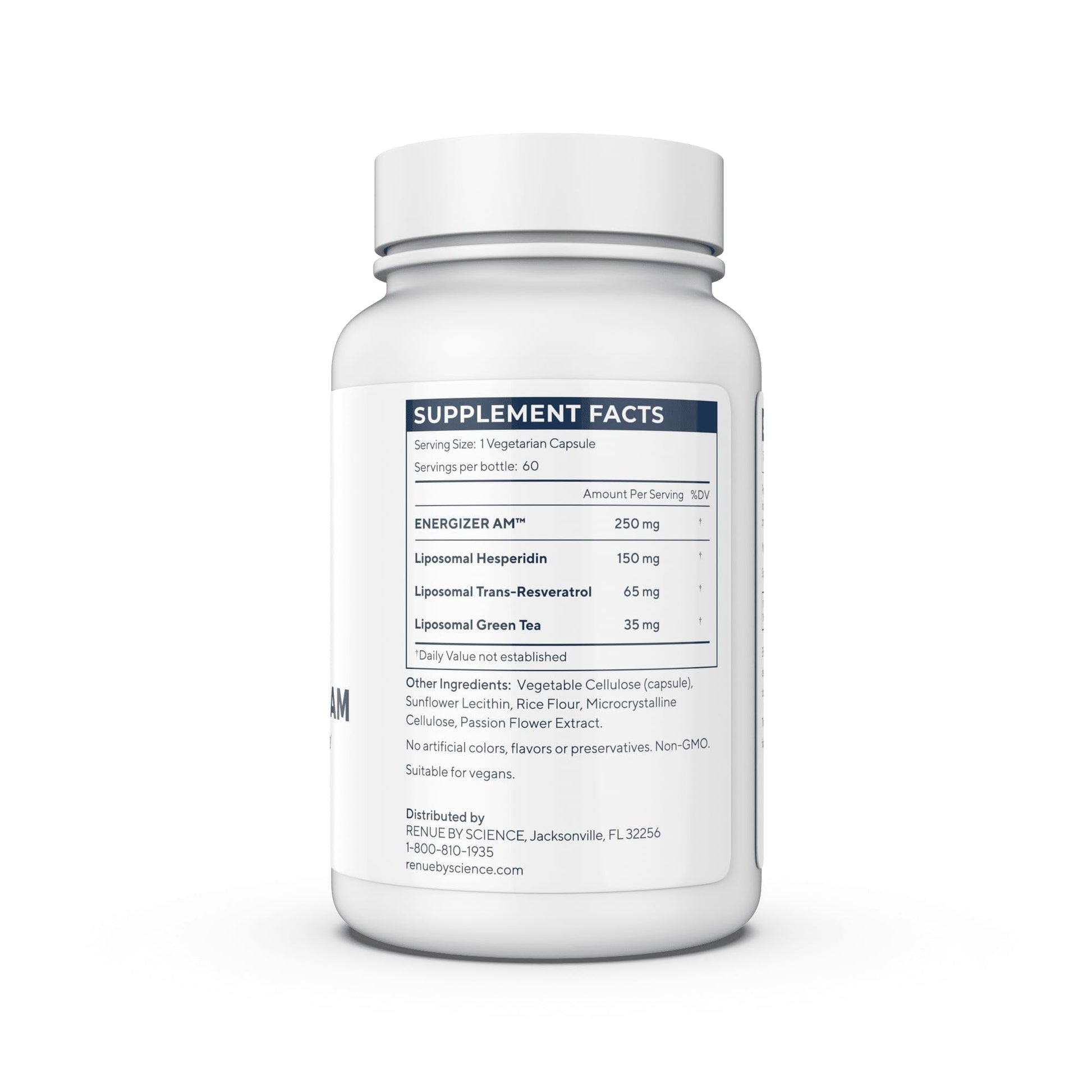 Renue By Science Energizer AM | Liposomal Resveratrol Hesperidin & Green Tea Supplement | 60 Capsules with Trans Resveratrol (65mg) Hesperidin (150mg) Green Tea Extract (35mg) - Non-GMO | Made in USA - Maple Wellness Supplements