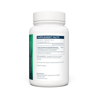 Renue By Science Green Tea Extract | High Strength Liposomal Supplement | 90 Capsules - 75mg Green Tea per Serving | Non-GMO | Made in The USA & Third-Party Tested - Maple Wellness Supplements
