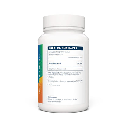 Renue By Science Hyaluronic Acid | HLA Liposomal Hyaluronic Acid Supplements | 90 Acido Hialuronico Capsules - 150mg Hylunaric Acid per Serving | Non-GMO | Made in The USA Third-Party Tested - Maple Wellness Supplements