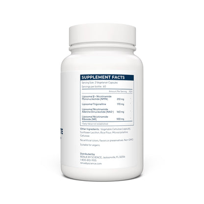 RENUE by SCIENCE NAD+ Complete | 120 Liposomal NAD Supplement Capsules with NMN, NR & Trigonelline - 210mg NMN & 160mg NAD per Serving | Bioavailable Formula for Increased Absorption | Made in the USA - Maple Wellness Supplements