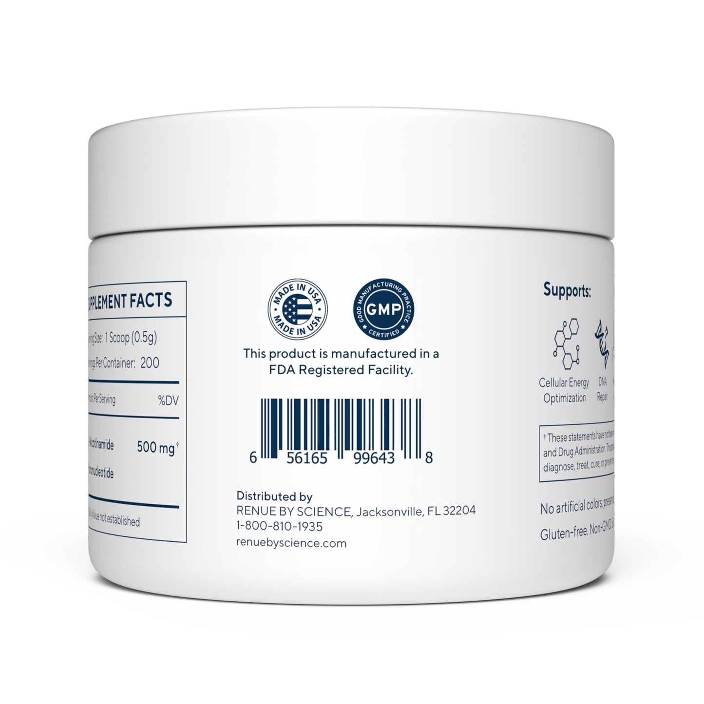 Renue By Science NMN Powder | 100g Fast Dissolve Powder Supplement | 500mg Nicotinamide Mononucleotide per Serving - Maple Wellness Supplements
