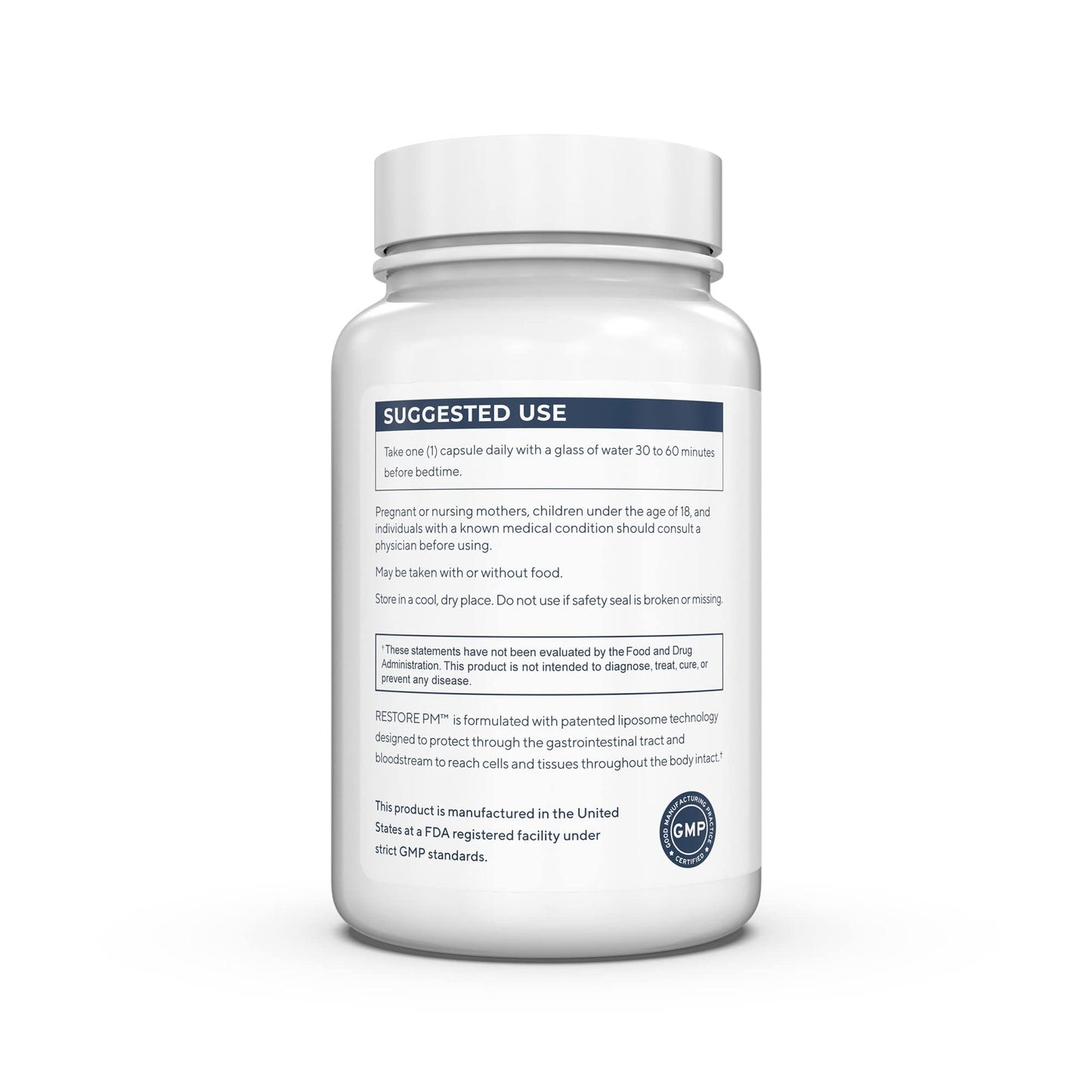 Renue By Science Restore PM | Liposomal Melatonin GABA Supplements | 60 Capsules with Melatonin (3.5mg) 5HTP (100mg) Glutathione (65mg) Apigenin (75mg) GABA (150mg) - Non-GMO | Made in The USA - Maple Wellness Supplements