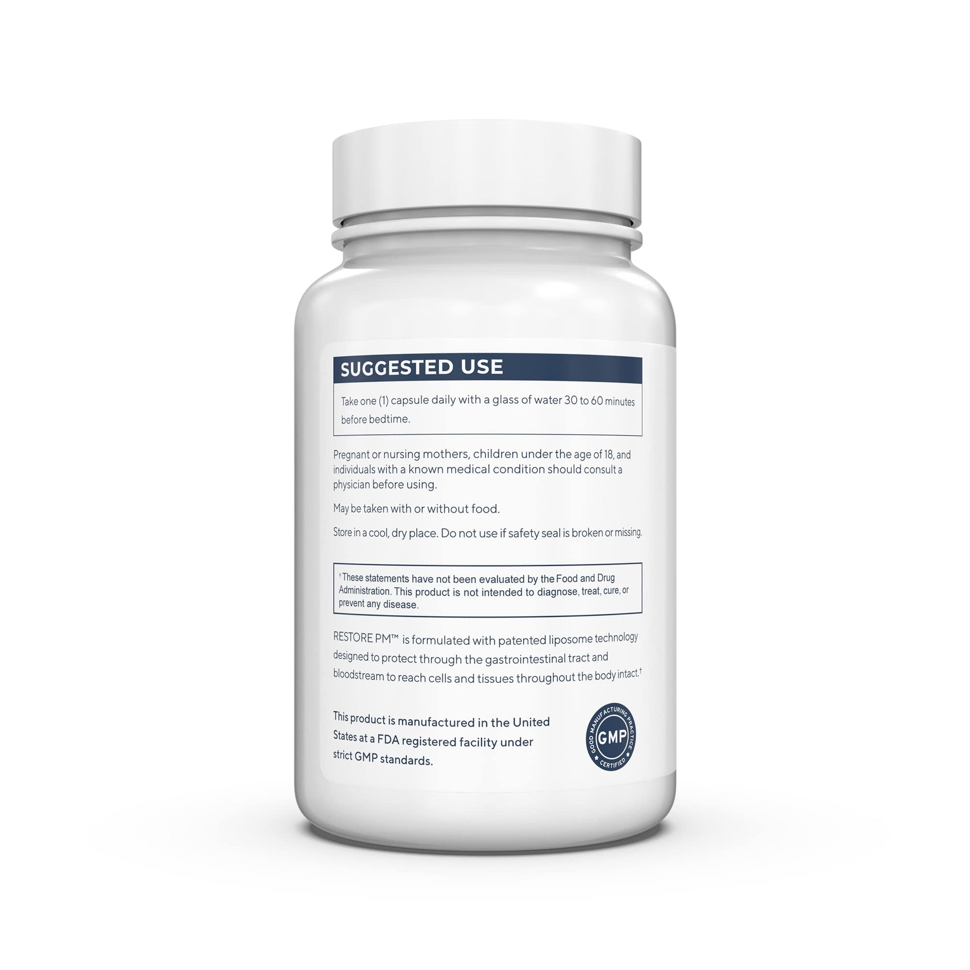 Renue By Science Restore PM | Liposomal Melatonin GABA Supplements | 60 Capsules with Melatonin (3.5mg) 5HTP (100mg) Glutathione (65mg) Apigenin (75mg) GABA (150mg) - Non-GMO | Made in The USA - Maple Wellness Supplements