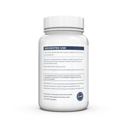 Renue By Science Restore PM | Liposomal Melatonin GABA Supplements | 60 Capsules with Melatonin (3.5mg) 5HTP (100mg) Glutathione (65mg) Apigenin (75mg) GABA (150mg) - Non-GMO | Made in The USA - Maple Wellness Supplements