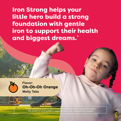 Renzo's Iron Supplements for Kids, Dissolvable Vegan Kids Iron Supplement with Vitamin C, Sugar-Free Melty Tabs - Maple Wellness Supplements