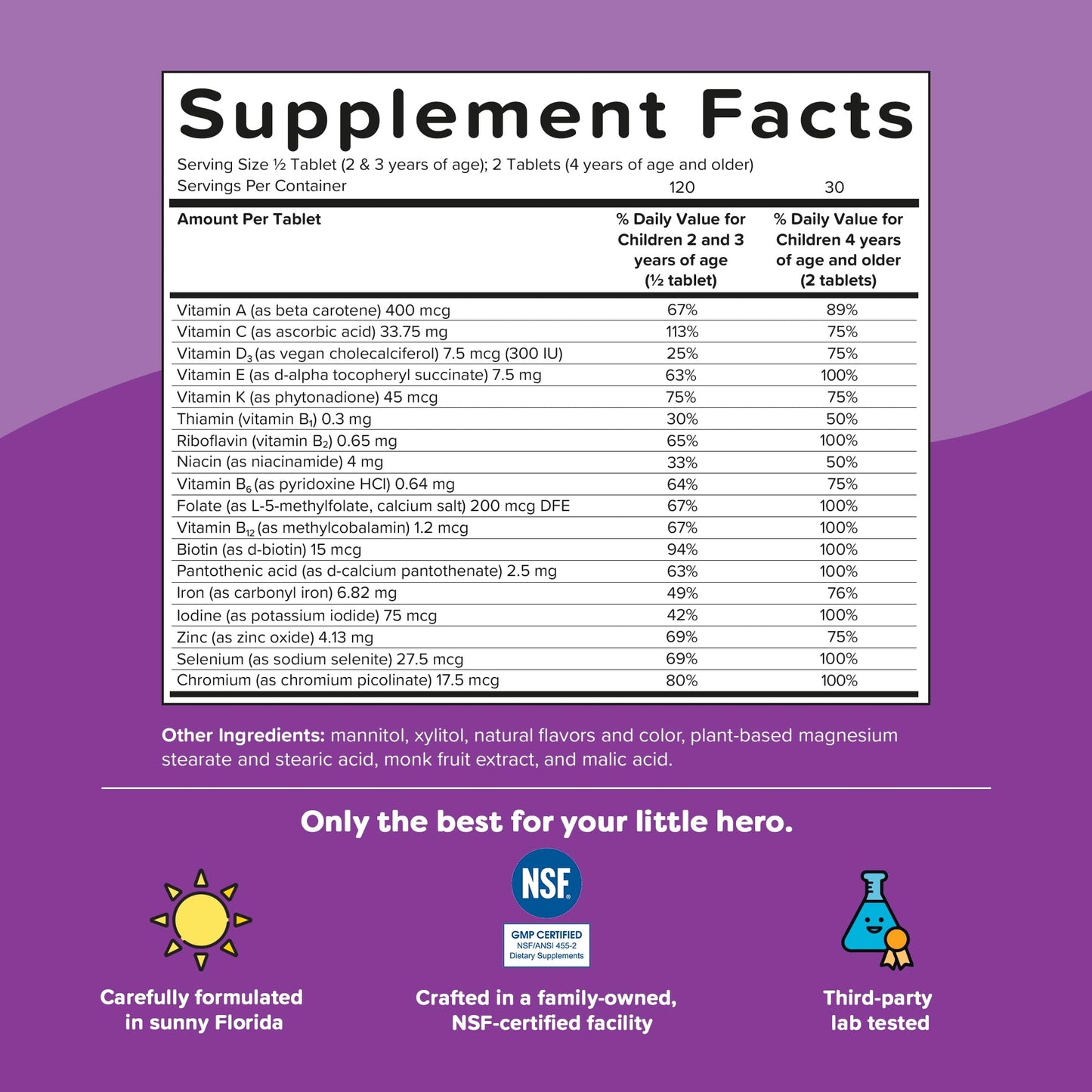 Renzo's Picky Eater Kids Multivitamin with Iron - Dissolvable Kids Vitamins with Iron, Zinc, Vitamin C, Vitamin D, E & K, Sugar-Free Melty Tabs, Orange Flavor - Maple Wellness Supplements