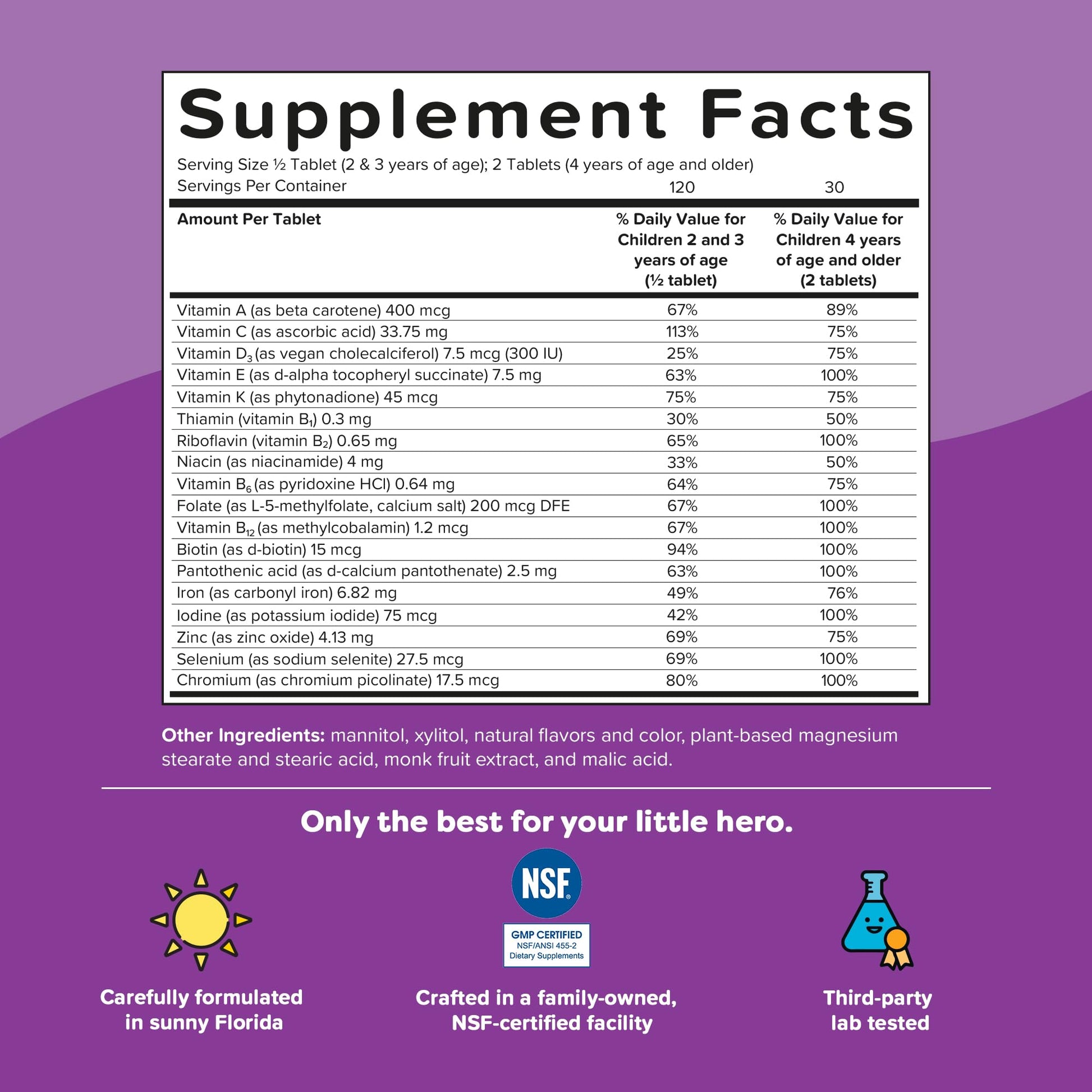 Renzo's Picky Eater Kids Multivitamin with Iron - Dissolvable Kids Vitamins with Iron, Zinc, Vitamin C, Vitamin D, E & K, Sugar-Free Melty Tabs, Orange Flavor - Maple Wellness Supplements