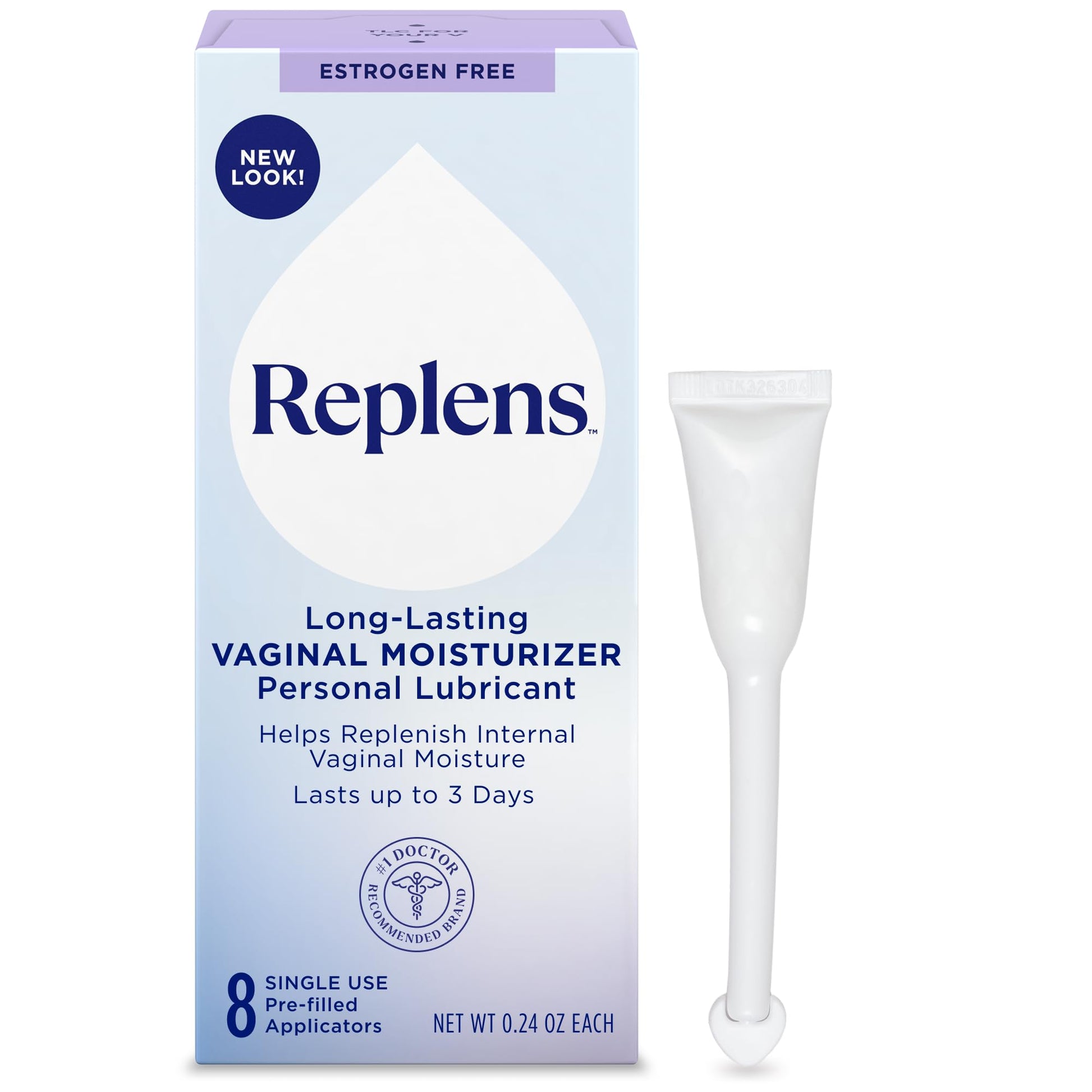 Replens Long Lasting Vaginal Moisturizer for Vaginal Dryness, Doctor Recommended & Estrogen-Free, 8 Pre-Filled Applicators - Maple Wellness Supplements