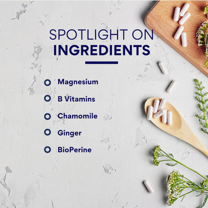 Research Verified Leg Cramps - Magnesium, B Vitamins, Ginger, Chamomile, BioPerine - Circulation Support - Vegan - 1 Month Supply - Maple Wellness Supplements