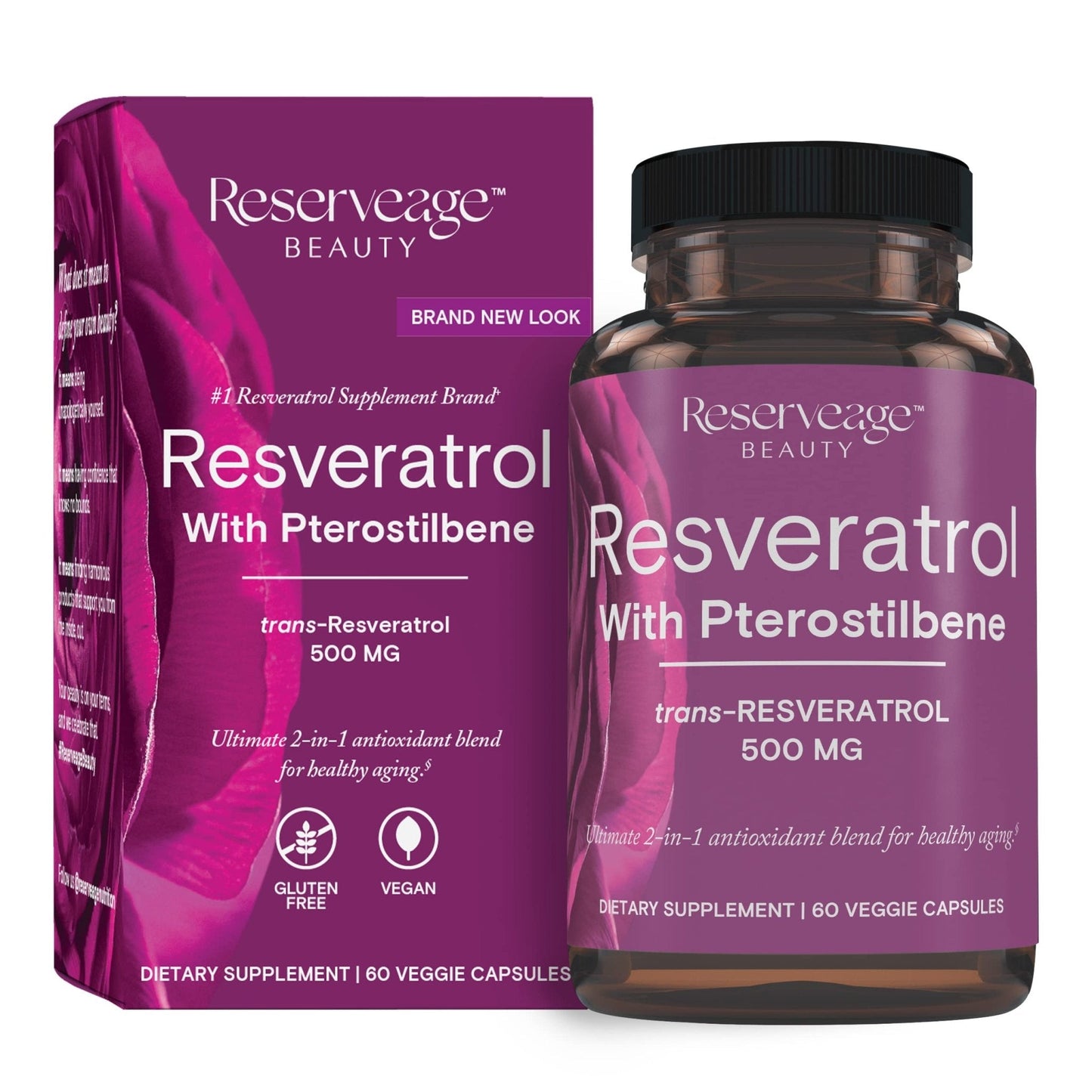 Reserveage Beauty, Resveratrol 500 mg with Pterostilbene, Antioxidant Supplement for Immune Support & Heart Health, Supports Healthy Aging - Maple Wellness Supplements