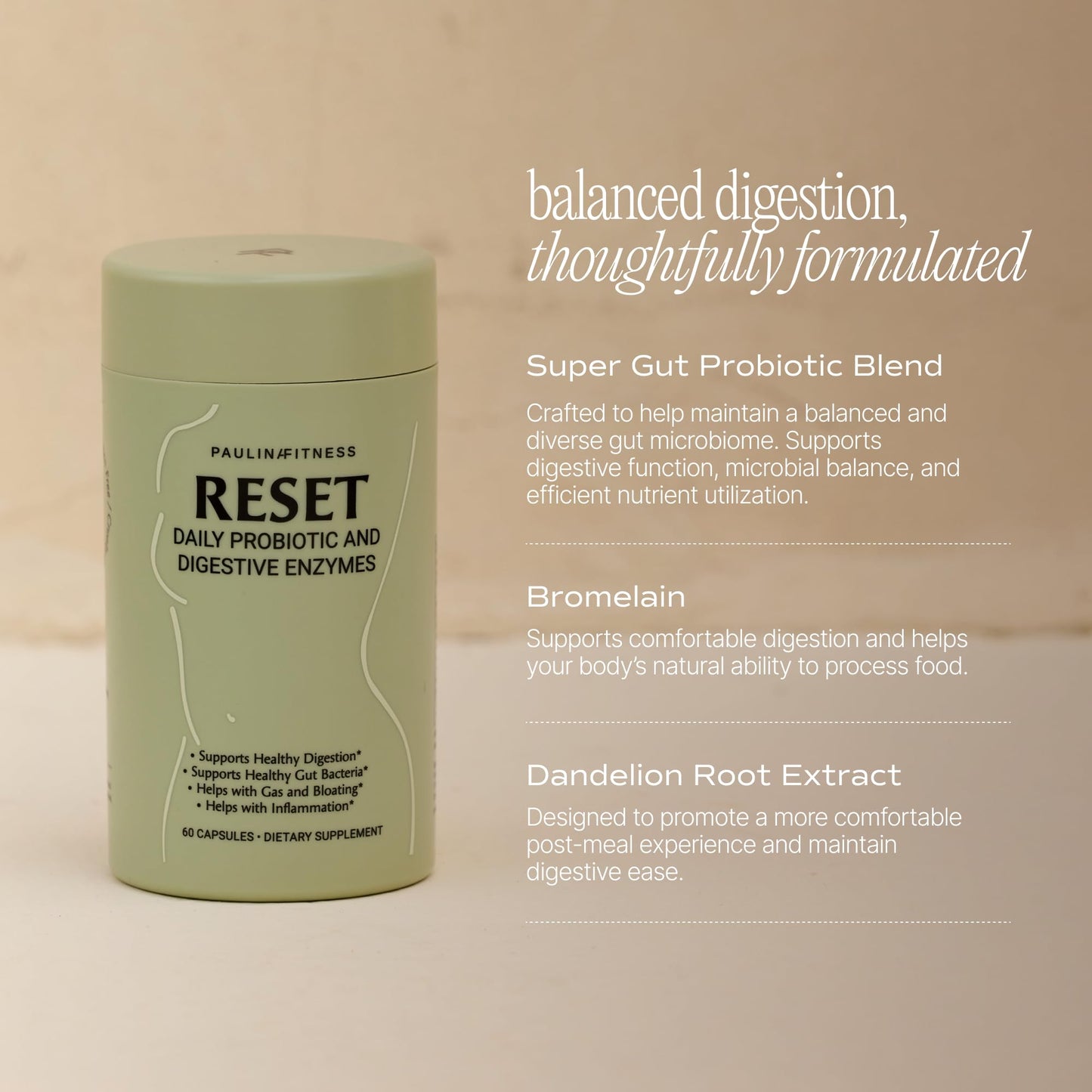 Reset Daily Probiotic + Prebiotic Plant Digestive Enzymes – Advanced Gut Reset for Women - Maple Wellness Supplements