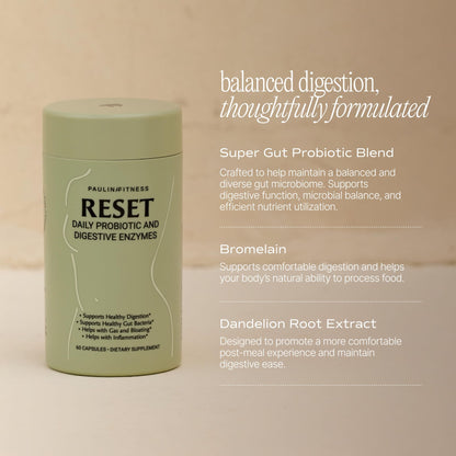 Reset Daily Probiotic + Prebiotic Plant Digestive Enzymes – Advanced Gut Reset for Women - Maple Wellness Supplements