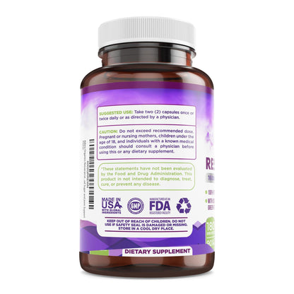 Resveratrol 1600mg - 180 Capsules | Trans-Resveratrol Antioxidant Supplement with Natural Green Tea, Grape Seed Polyphenols & Quercetin, Supports Digestive - Maple Wellness Supplements