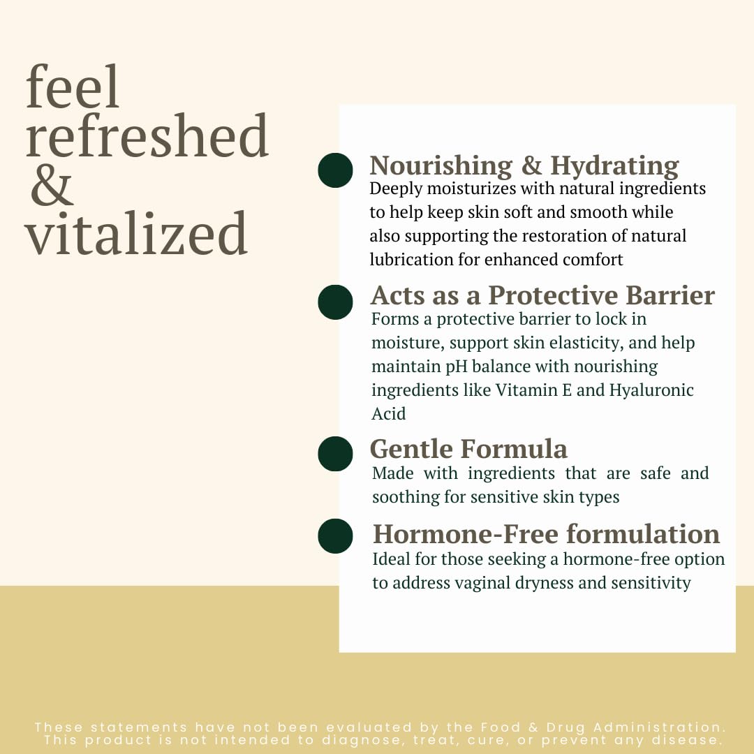 Revita Vaginal Moisturizer Cream, Hormone-Free Vaginal Moisturizer with Shea Butter, Hyaluronic Acid, Cocoa Butter, Vitamin E, Natural Oils & Beeswax - Gentle Hydration for Comfort & Balance, 1.8oz - Maple Wellness Supplements
