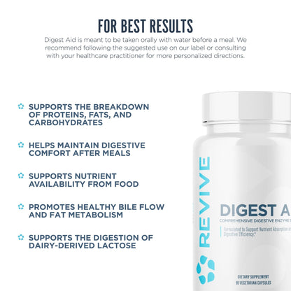 Revive MD Digest Aid, Digestive Support Supplement for Men & Women - Comprehensive Digestive Enzyme Blend with Probiotics & Prebiotics for Gut Health & Healthy Digestion - Maple Wellness Supplements