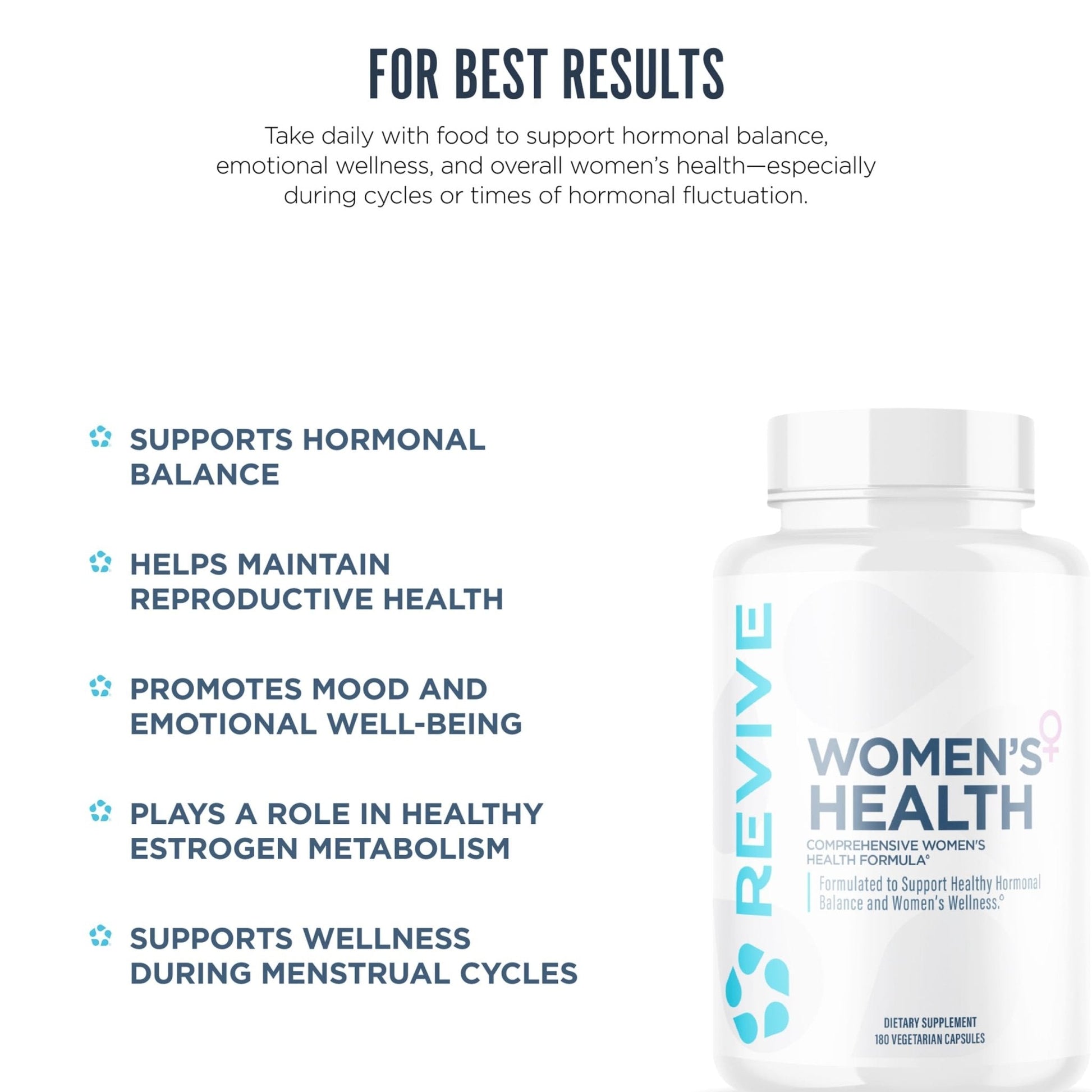 Revive MD Hormone Balance for Women – Hormone Support Supplement w/Myo-Inositol, Chaste Berry, DIM, Vitamins C & E, Evening Primrose Oil – Health & Hormonal Balance (180 Capsules, 30 Servings) - Maple Wellness Supplements