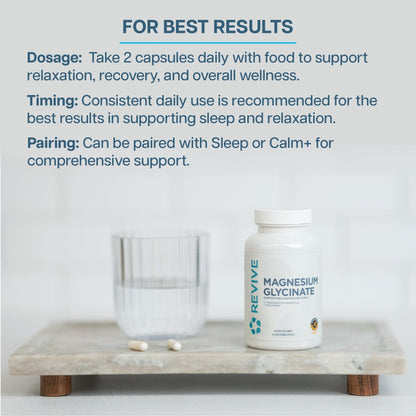 Revive MD Pure Magnesium Glycinate 200mg – High Absorption Supplement for Relaxation, Stress Relief, Sleep & Memory Support – Promotes Strong Bones - Maple Wellness Supplements