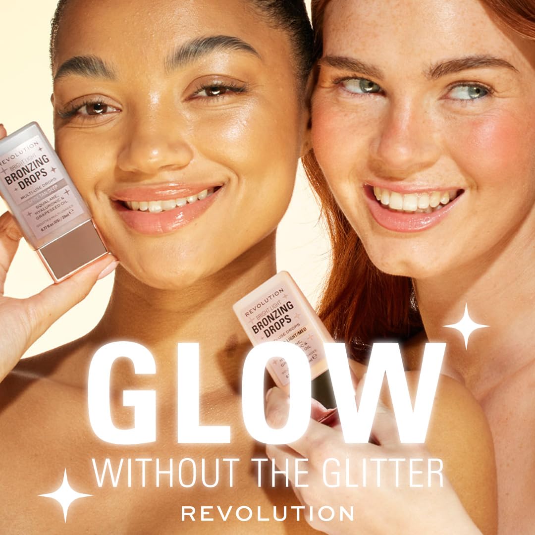 Revolution Beauty London, Bright Light Bronzing Drops, Bronze & Glow for Face & Body, Infused with Hyaluronic Acid, Vegan & Cruelty-Free, Bronze Summer, 0.77 fl oz - Maple Wellness Supplements