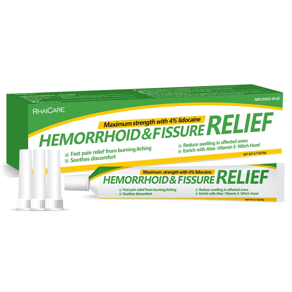 RHAICARE Hemorrhoid and Fissure Cream,Hemorrhoidal Ointment for Fast Acting Itch, Swelling, and Maximum Strength Pain Relief（1 Pack - Maple Wellness Supplements