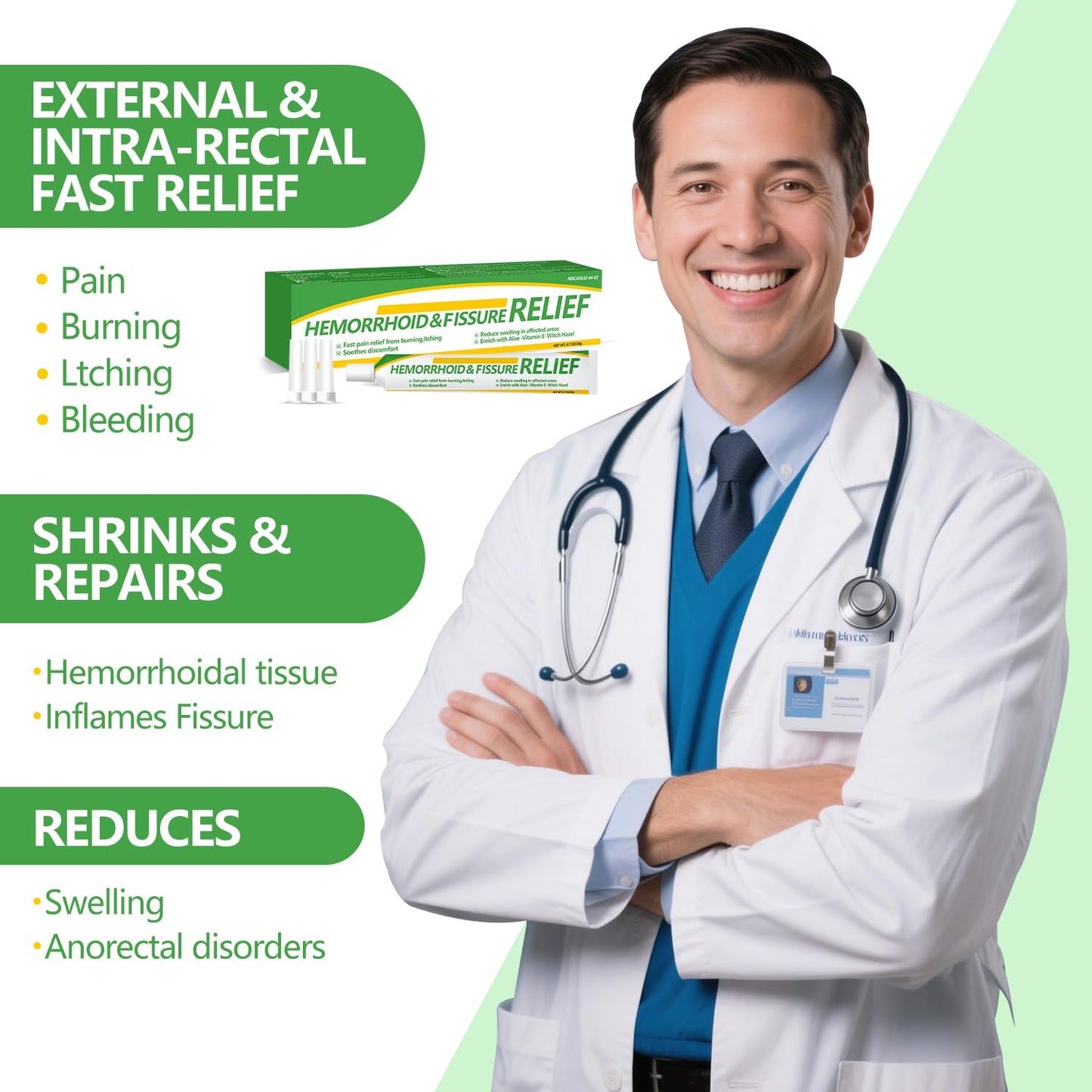 RHAICARE Hemorrhoid and Fissure Treatment Cream,Hemorrhoidal Ointment for Fast Acting Itch, Swelling, and Maximum Strength Pain Relief - Maple Wellness Supplements
