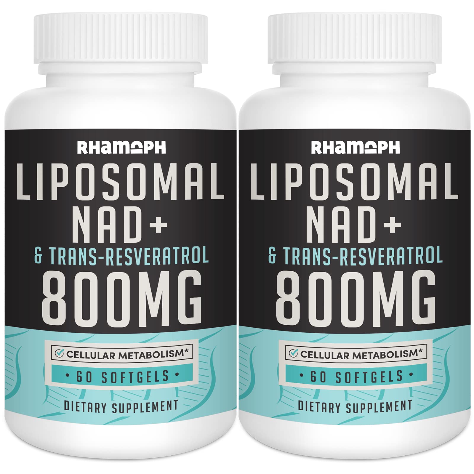 Rhamoph Liposomal NAD+ 800 mg with Trans-Resveratrol 300 mg, Max Absorption, Actual NAD+ Boosting Supplement for Healthy Aging, Cellular Energy, DNA Repair, Longevity - 120 Softgels - Maple Wellness Supplements