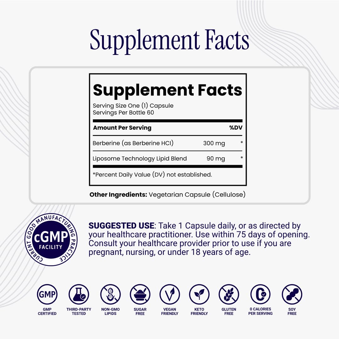 Rho Nutrition Liposomal Berberine Capsules - Ultra High Absorption Supplement – Supports Immune Function, Gut Health and Metabolic - Maple Wellness Supplements