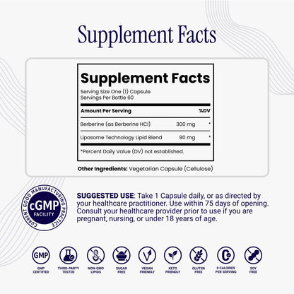 Rho Nutrition Liposomal Berberine Capsules - Ultra High Absorption Supplement – Supports Immune Function, Gut Health and Metabolic - Maple Wellness Supplements