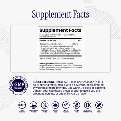 Rho Nutrition Liposomal Collagen Peptides - High-Absorption Liquid Collagen Supplement - Supports Skin Elasticity, Joint Health - Maple Wellness Supplements