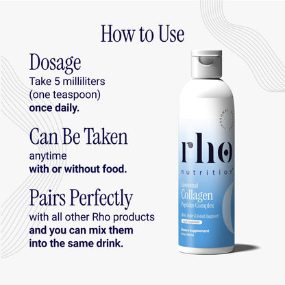 Rho Nutrition Liposomal Collagen Peptides - High-Absorption Liquid Collagen Supplement - Supports Skin Elasticity, Joint Health - Maple Wellness Supplements