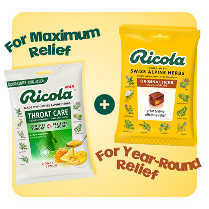 Ricola Original Herb Cough Drops with Menthol - Cough and Sore Throat Relief - 45 Count - Herbal Throat Lozenges - Maple Wellness Supplements