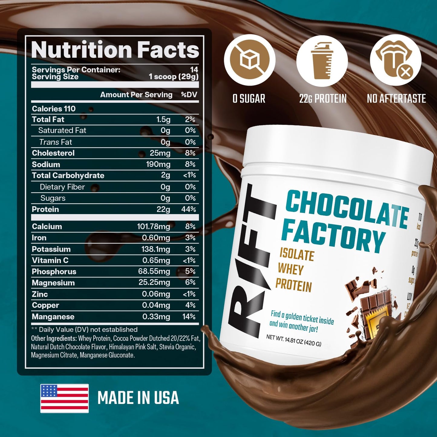 RIFT Chocolate Whey Protein Powder for Adult - Protein Isolate Powder Chocolate - Maple Wellness Supplements