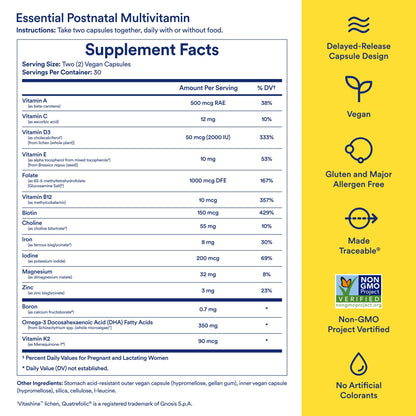 Ritual Essential for Women Postnatal Multivitamin - Postpartum Vitamin - Omega-3 DHA & Choline for Lactation Support, Vitamin A, C, D3 & Zinc - Maple Wellness Supplements