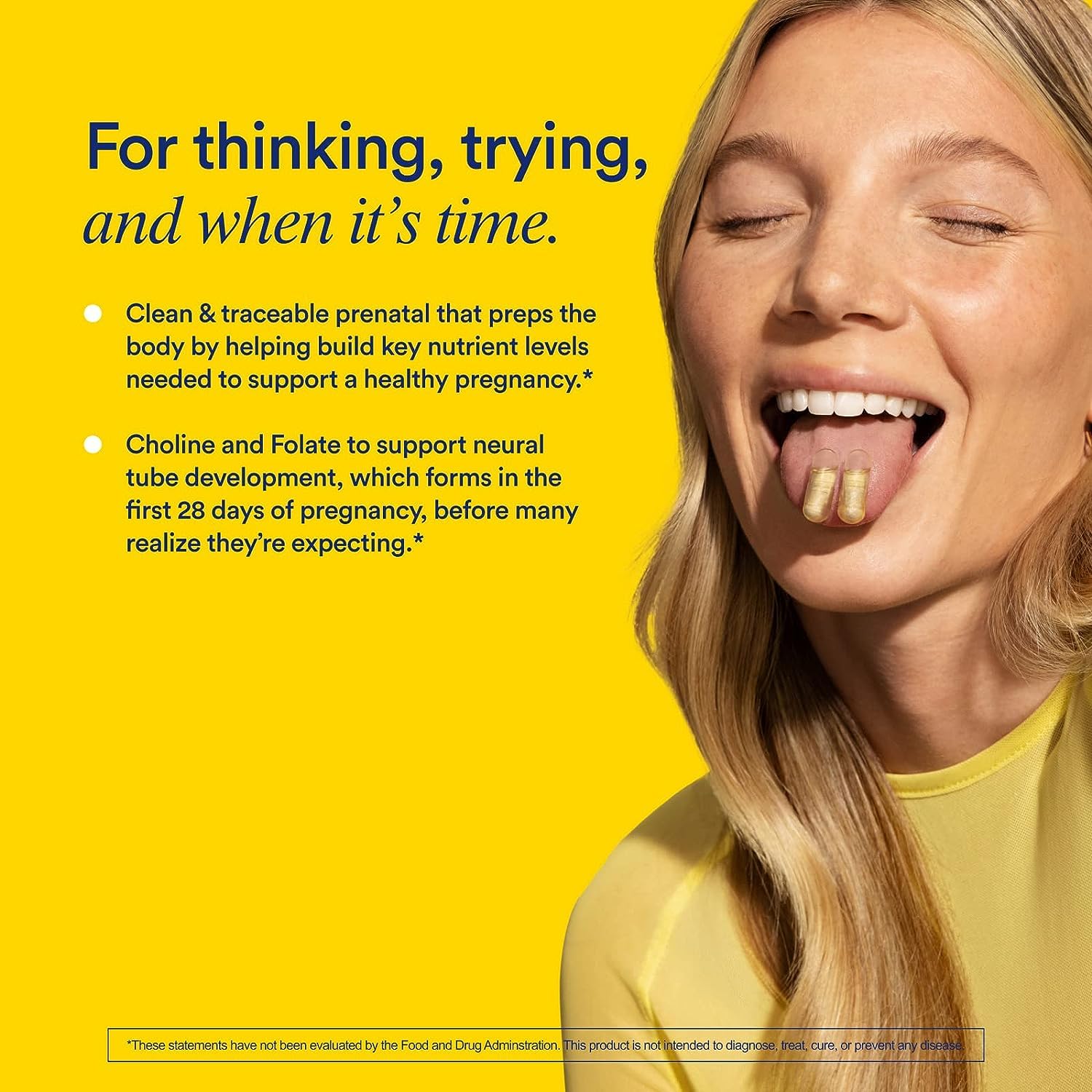 Ritual Essential for Women Prenatal Multivitamin: Folate & Choline for Neural Tube Support, Omega-3 DHA for Fetal Brain Development, Iron, Calcium-Helper D3 & K2, Non-GMO, Vegan, Citrus, 30 Days - Maple Wellness Supplements