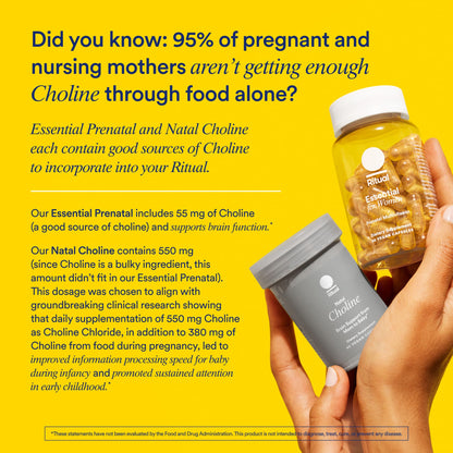 Ritual Essential for Women Prenatal Multivitamin: Folate & Choline for Neural Tube Support, Omega-3 DHA for Fetal Brain Development, Iron, Calcium-Helper D3 & K2, Non-GMO, Vegan, Citrus, 30 Days - Maple Wellness Supplements